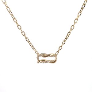 Half Diamond Ties Necklace in 18K Yellow Gold