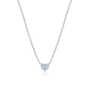Sunburst Diamond Heart Shape Pendant in 18K White Gold