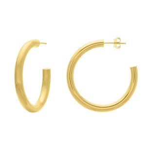 4mm x 35mm Chubby Hoop Earrings in 14K Yellow Gold