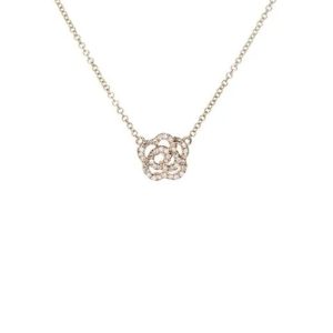 Diamond Rose Necklace in 14K Yellow Gold