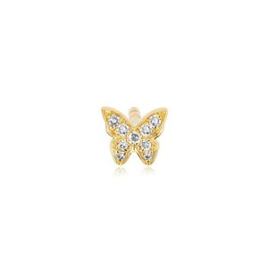 (Single) Diamond Baby Butterfly Stud in 14K Yellow Gold