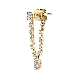 Diamond Olivia Loop Earring with Pear Diamond Drop in 18K Yellow Gold - Single