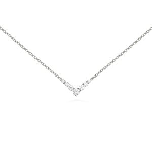 Mini Aria V Necklace in 18K White Gold