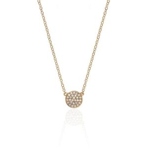 Pave Diamond Disc Necklace in 14K Rose Gold