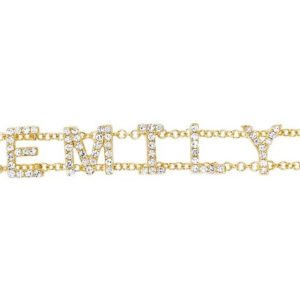 Custom Diamond Initial Bracelet with 5 Letters in 14K Yellow Gold - MEGAN