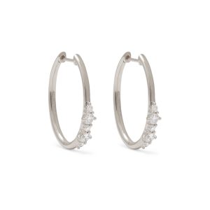 Ava Large Partial Diamond Hoops in 14K White Gold
