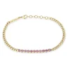 Small Curb Chain Bracelet with Pink Sapphire Station in 14K Yellow Gold