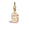 Pink Opal and Diamond Initial Charm in 18K Yellow Gold- Letter S