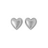 Puffy Heart Stud Earrings Silver
