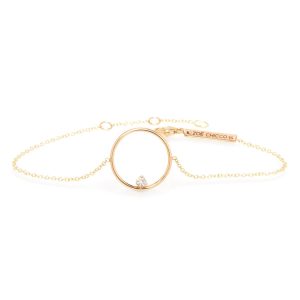Medium Circle Bracelet with Diamond in 14K  Yellow Gold