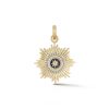 14K Gold Diamond Pearl Blue Enamel Mini Vale Medallion