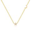 Baby Diamond Star and Gold Moon Necklace