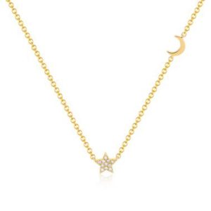 Baby Diamond Star and Gold Moon Necklace