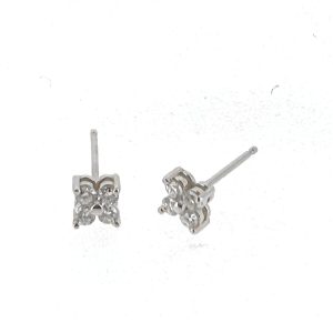 Quad Prong Set Diamond Stud Earrings in 14K White Gold