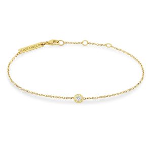 Bracelet with Single Floating Diamond in Yellow Gold