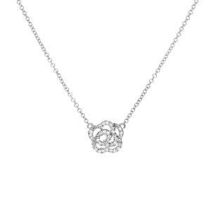 Diamond Rose Necklace in 14K White Gold