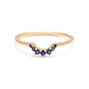 Tiara Band in 14K Yellow Gold with Blue Sapphire