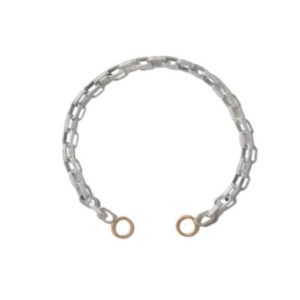 Biker Chain Bracelet in Polished Silver with Gold Loops - 5.5"