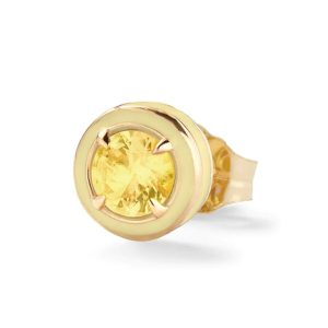 (Single) Mini Heart Citrine Cocktail Stud in 14K Yellow Gold