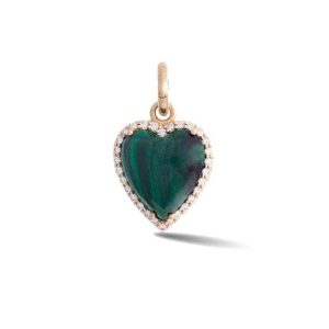 Diamond and Malachite Alana Heart Charm