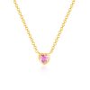 Pink Sapphire Heart Necklace in 14K Yellow Gold