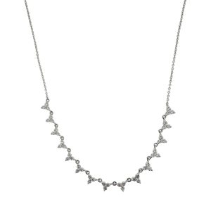 Mini Tribloom Riviera Necklace  14K White Gold