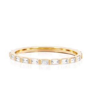 Diamond Baguette Eternity Stack Ring in 14K Yellow Gold - Size 6