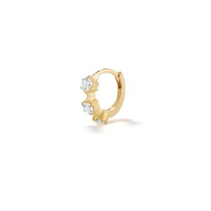 Single Kismet 3-Stone Mini Huggie in 18K Yellow Gold