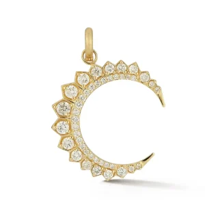 14K Yellow Gold and Diamond Crescent Moon Estelle Charm