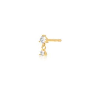 (Single) Prong Set Diamond Dangle Stud