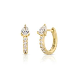 Bobbi Pear Diamond Huggies in 18K Yellow Gold