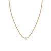 Small Box Chain Necklace with Quad Prong Set Diamonds in 14K Yellow Gold