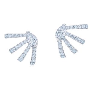 Vine Wrap Earrings with Pear Shape Diamonds in 18K White Gold