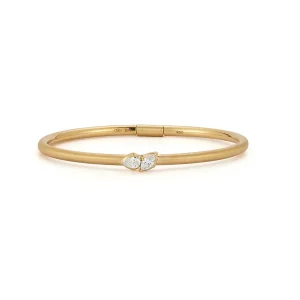 Poppy Two Stone Plié Bangle in 18K Yellow Gold