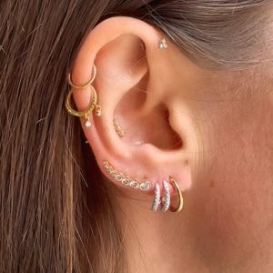 Orbit Huggie Earrings with Diamonds hover