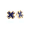 Pave Lapis Inlay Heirloom Studs in 14K Yellow Gold