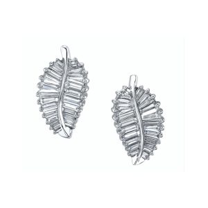 Classic Palm Leaf Studs in 18K White Gold