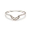 Tiny Crescent Band with White Diamonds in 14K White Gold