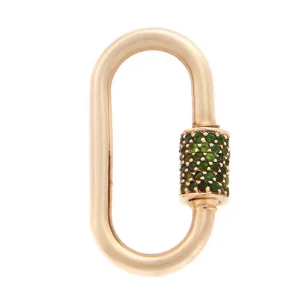 Medium Stoned Lock in 14K Yellow with Green Tourmaline