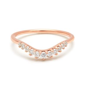 Tiara Curve Band in 14K Rose Gold with White Diamonds
