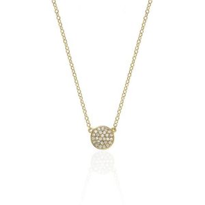 Mini Diamond Disc Necklace in 14K Yellow Gold