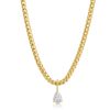 Thin Franco Chain with Diamond Pear Pendant in 18K Yellow Gold