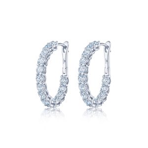 Diamond Hoops in 18K White Gold
