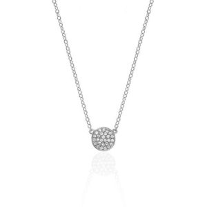 Mini Diamond Disc Necklace in 14K White Gold