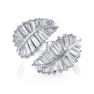 Palm Leaf Ring in 18K White Gold - Size 6