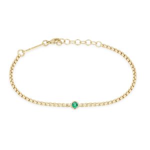 3mm Floating Emerald Bracelet with Small Box Chain