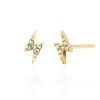 (Single) Diamond Lightning Bolt Stud in Yellow Gold