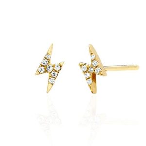 (Single) Diamond Lightning Bolt Stud in Yellow Gold