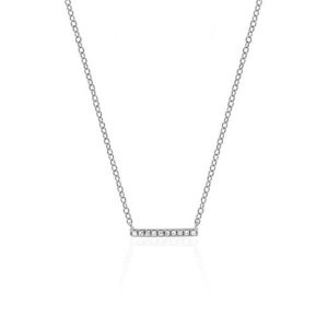 Mini Diamond Bar Necklace in White Gold