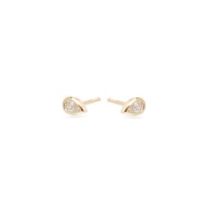 Pear Diamond Bezel Studs in 14K Yellow Gold